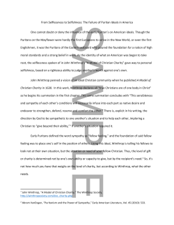 From Selflessness to Selfishness: The Failure of Puritan Ideals in