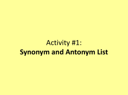 Antonyms-Synonyms