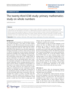 The twenty-third ICMI study: primary mathematics study on whole