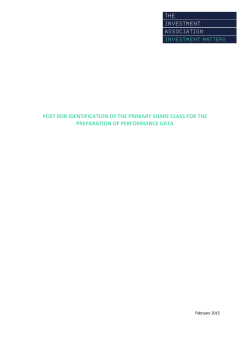 Post RDR identification of the primary share class for the preparation