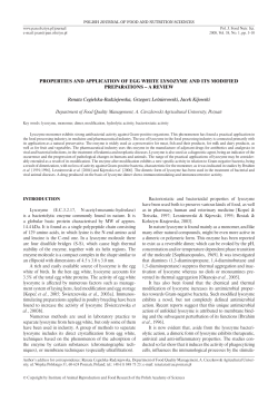 PROPERTIES AND APPLICATION OF EGG WHITE LYSOZYME