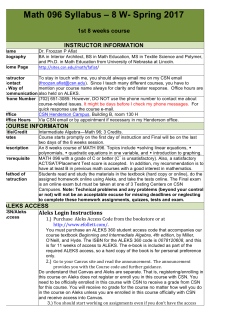 MATH 96 8-WEEK Syllabus - Computer Graphics Home