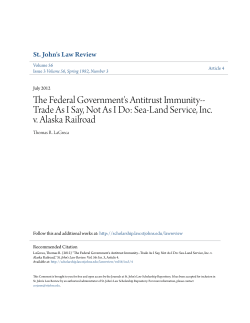 The Federal Government`s Antitrust Immunity