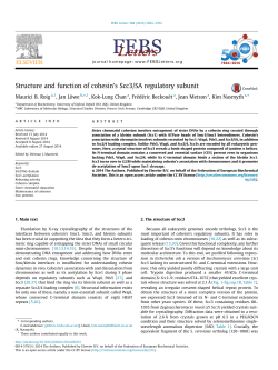 Structure and function of cohesinв&euro;&trade;s Scc3/SA regulatory subunit