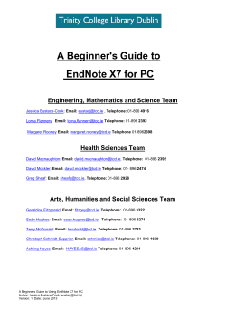 A Beginner`s Guide to EndNote X7 for PC