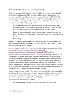 An incident in the fall and rise of Hubert de Burgh