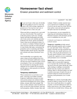 Homeowner Fact Sheet: Erosion Prevention and Sediment Control