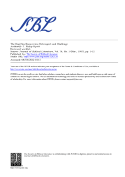 The Dead Sea Discoveries - Society of Biblical Literature