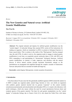 The New Genetics and Natural versus Artificial Genetic Modification