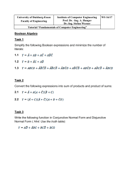 Boolean Algebra Task 1 Simplify the following Boolean expressions