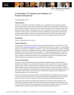 IT Essentials: PC Hardware and Software v4.1 Scope and Sequence