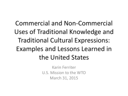 Commercial and Non-Commercial Uses of Traditional