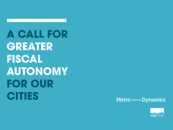 A CALL FOR GREATER FISCAL AUTONOMY FOR OUR CITIES