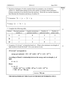 CHEM1611 2014-J-2 June 2014 &bull; Reaction of nitrogen