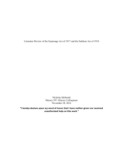 Literature Review of the Espionage Act of 1917 and the Sedition Act
