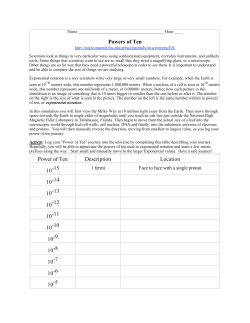 Powers of Ten Power of Ten Description Location 10-15 10