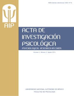 AIP. Vol. 3 No. 2, August 2013 - Facultad de Psicolog&iacute;a