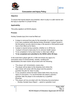 Concussion and Injury Policy Policy #24 Rev 2 NCHA Board of