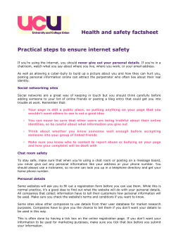 Health and safety factsheet Practical steps to ensure internet safety