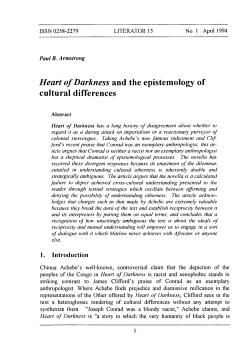 Heart of Darkness and the epistemology of cultural