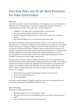 One Size Does not fit all: Best Practices for Data Governance