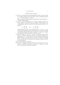 Exercises for Tuesday (1) Let T be a compactly generated