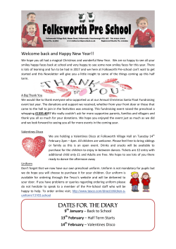 DATES FOR THE DIARY - Folksworth Preschool