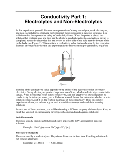 Conductivity Part 1: Electrolytes and Non-Electrolytes