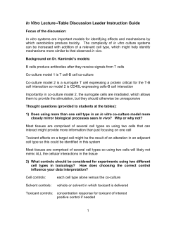 In Vitro Lecture--Table Discussion Leader Instruction Guide