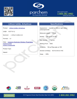 Lithium Iodide, Anhydrous Specifications