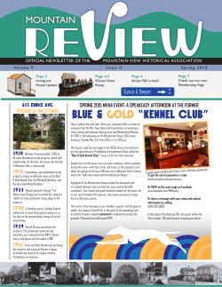 MVHA Spring 2015 Newsletter - Mountain View Historical Association