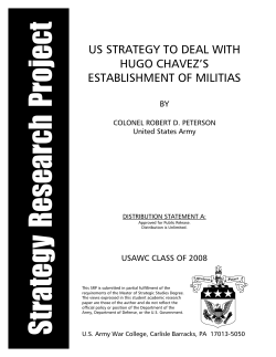 US Strategy to Deal with Hugo Chavez`s Establishment of Militias