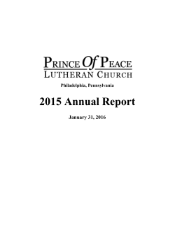 2015 Annual Report - Prince of Peace Lutheran Church