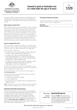 Form 1229 - Department of Immigration and Border Protection