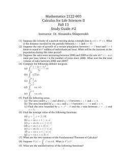Study Guide for Test #2 on 10/15