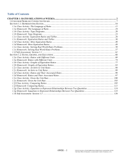 Chapter 1: Ratio Relations