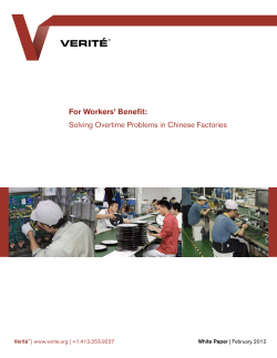 For Workers` Benefit: Solving Overtime Problems in Chinese Factories