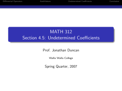 MATH 312 Section 4.5: Undetermined Coefficients