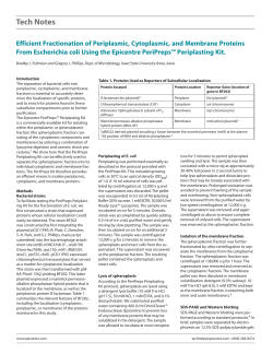 Tech Notes Efficient Fractionation of Periplasmic, Cytoplasmic