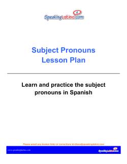 Subject Pronouns Lesson Plan