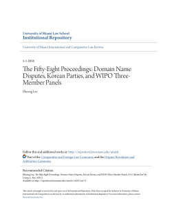 The Fifty-Eight Proceedings: Domain Name Disputes, Korean