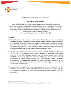 CHOGM 2015 Tenth Youth Forum Declaration