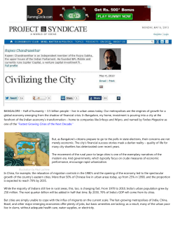 BANGALORE &ndash; Half of humanity &ndash; 3.5 billion people &ndash; live in urban