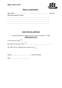 High Ashurst 2017 Dietary requirements My child