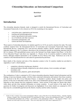 Citizenship Education: an International Comparison Introduction