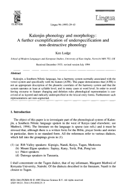 Kalenjin phonology and morphology : A further exemplification of