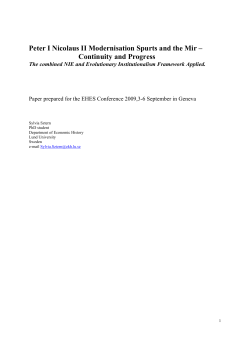 Peter I Nicolaus II Modernisation Spurts and the Mir