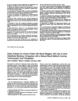Direct Analysis for Urinary Protein with Biuret Reagent, with Use of