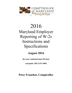 Maryland Employer Reporting of W-2s Instructions and Specifications
