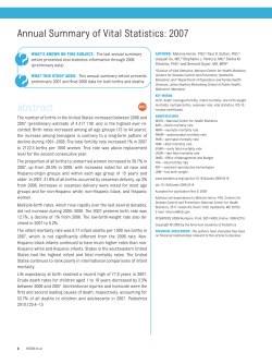 Annual Summary of Vital Statistics: 2007 abstract